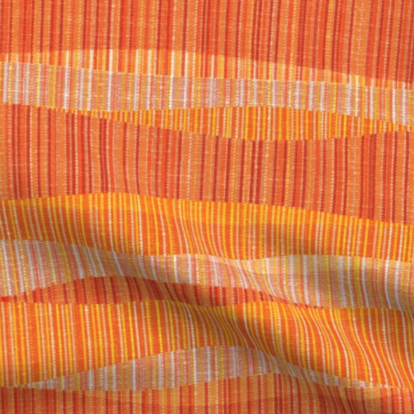 Custom Lamp Shade only - Mid Mod Lines Red Coral Orange