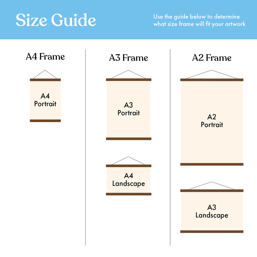 Magnetic Wooden Hanging Frames - A4, A3 & A2