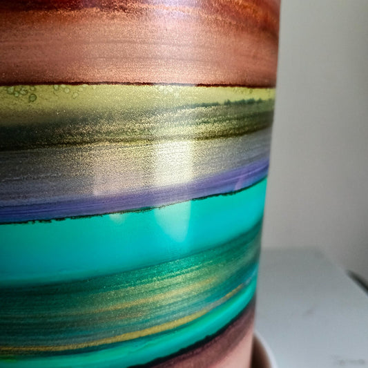 Alcohol Ink planter pot with tray - POT #8