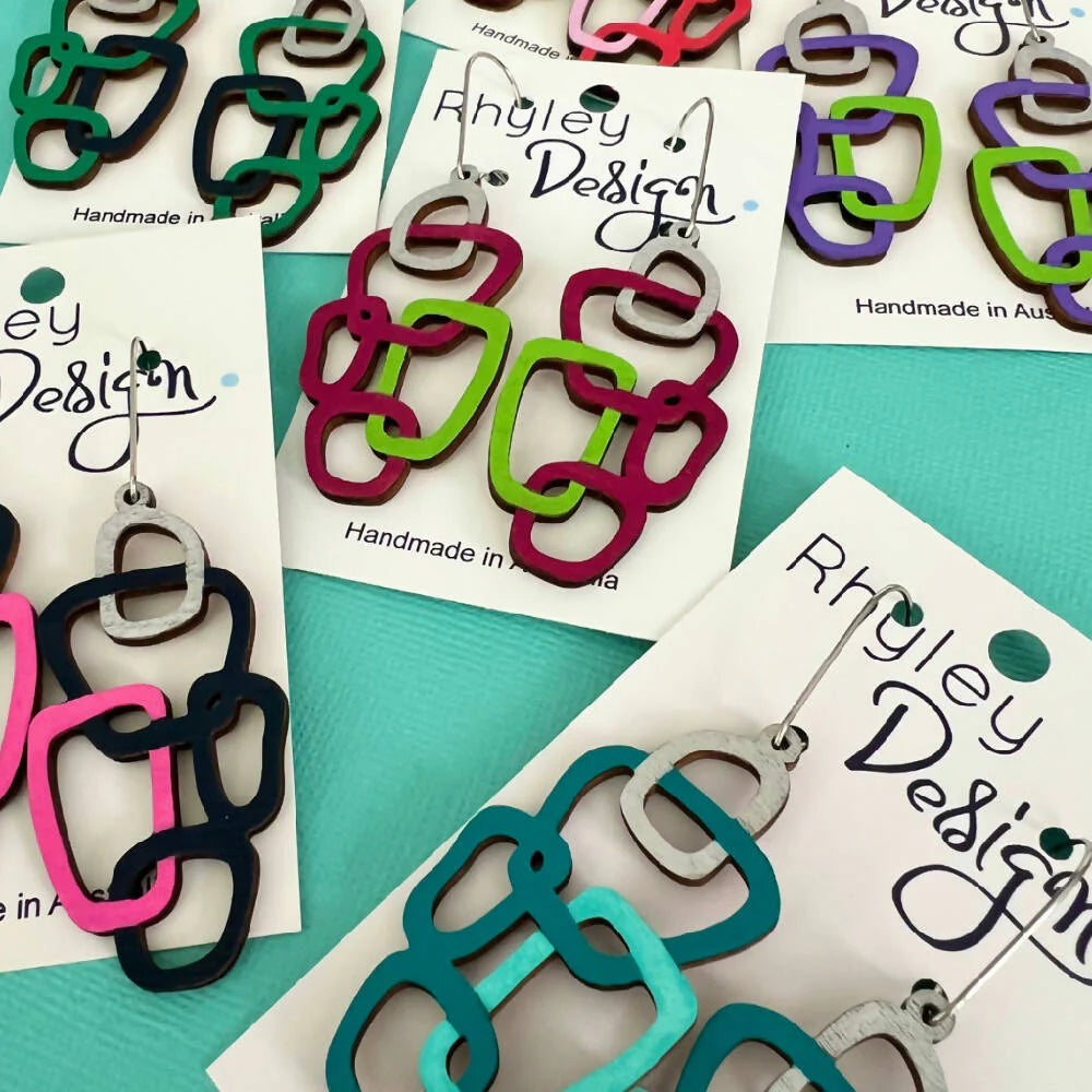 Wooden Loop Statement Earrings