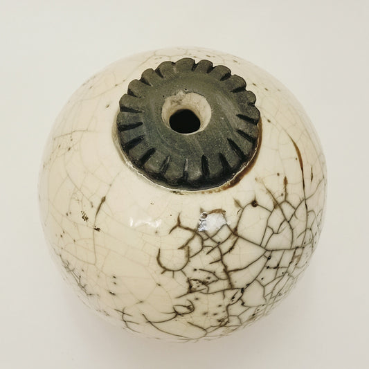 Raku Decorative Vessel - Round White