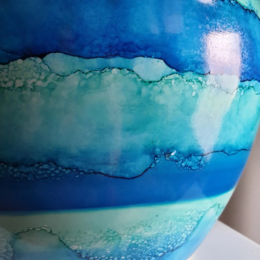 Alcohol Ink Extra Large Planter Pot - Sea Whisper