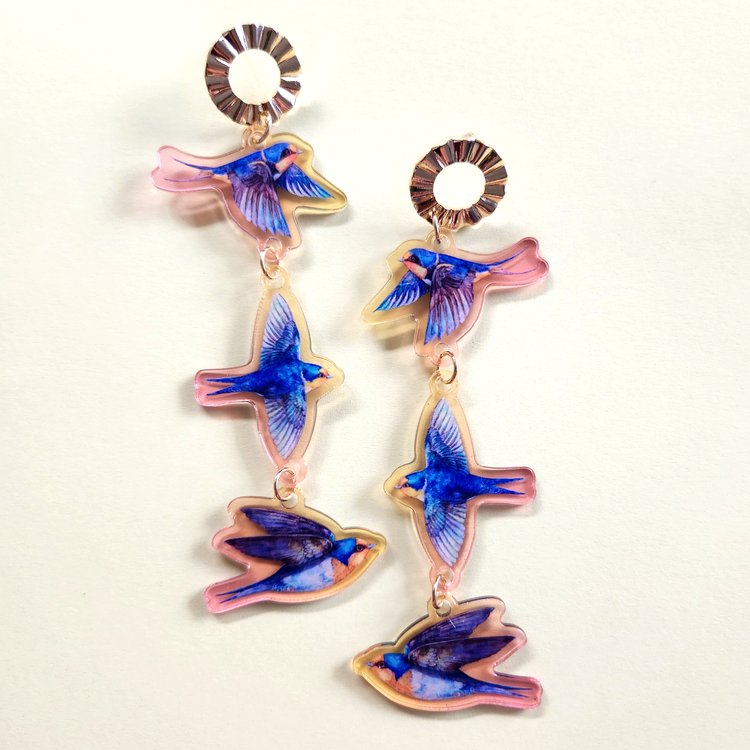 Flying Welcome Swallow Statement Earrings