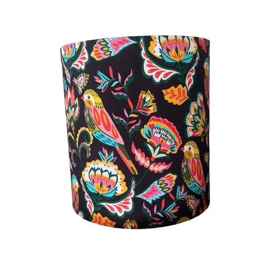 Black Kiki Table Lamp with Carnival Birds Shade (pair available)