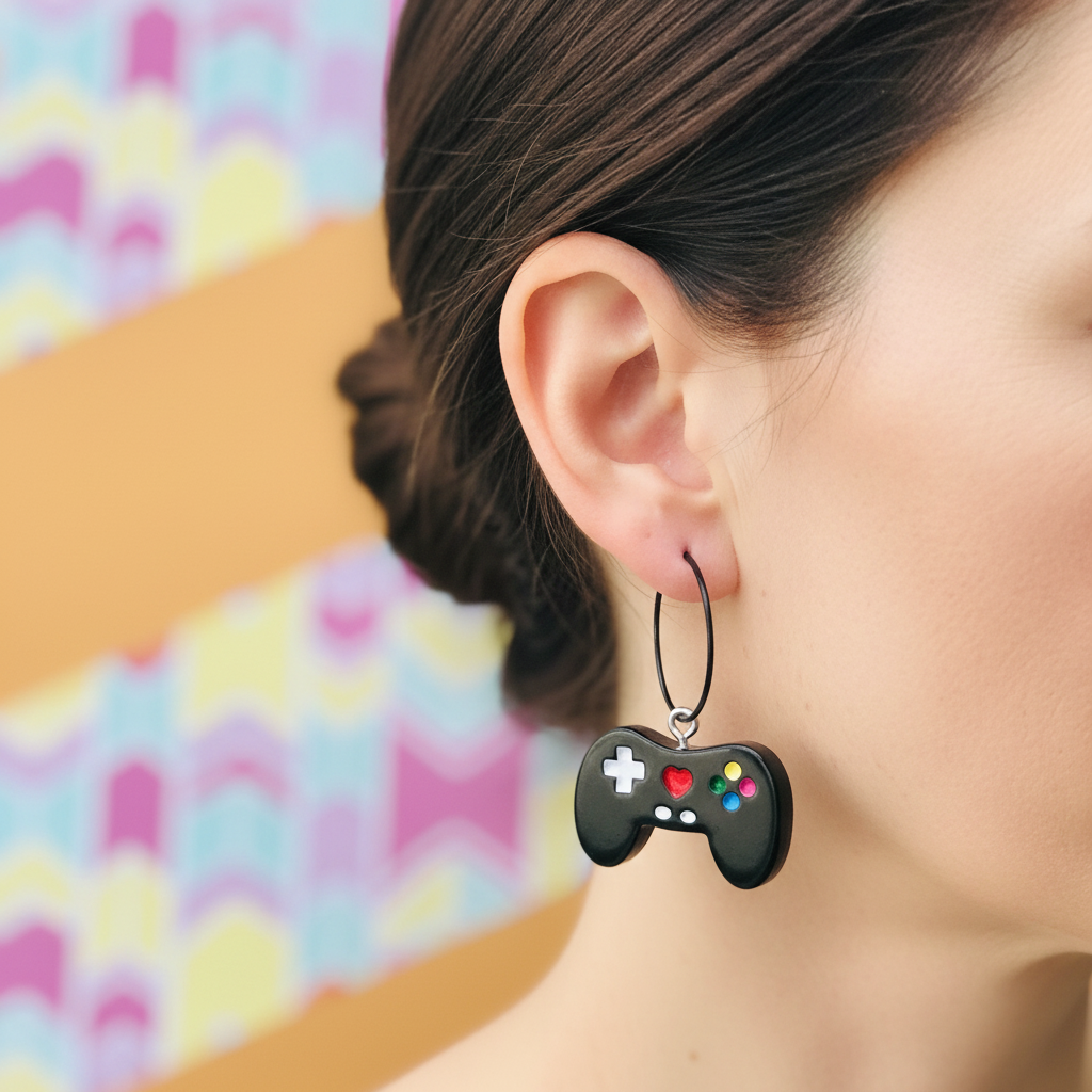 Gaming Controller Hoop Earrings