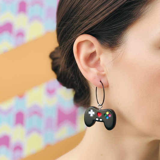 Gaming Controller Hoop Earrings