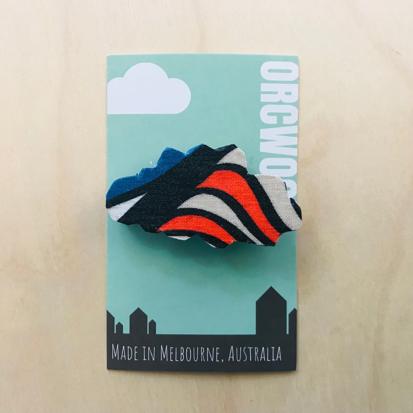 Cloud Fabric Layered Wood Brooches