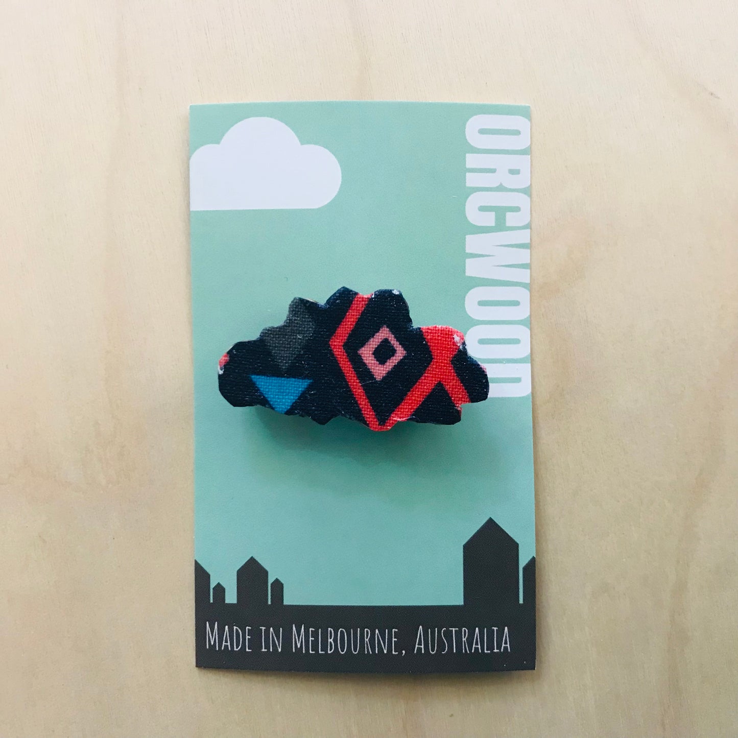 Cloud Fabric Layered Wood Brooches
