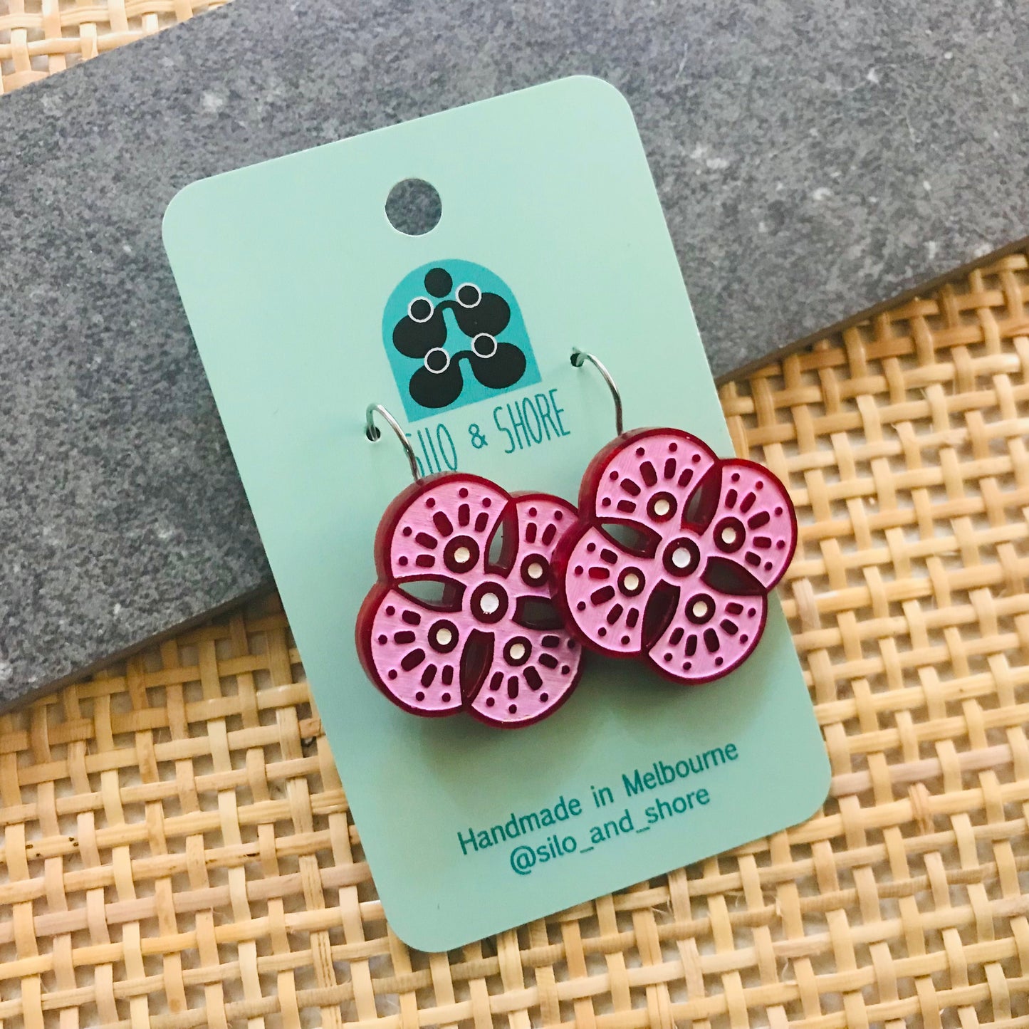 Art Deco Acrylic Earrings - Clover