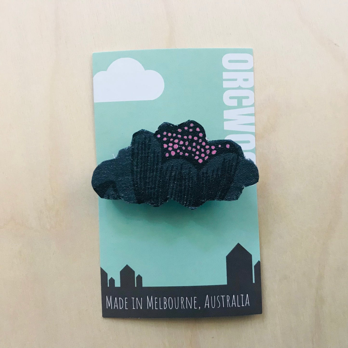 Cloud Fabric Layered Wood Brooches