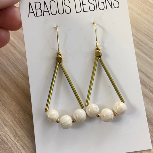 Brass & Stone Dangle Earrings