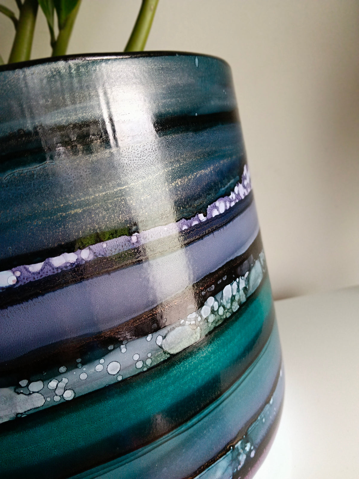 Alcohol Ink metal planter pot - POT #71
