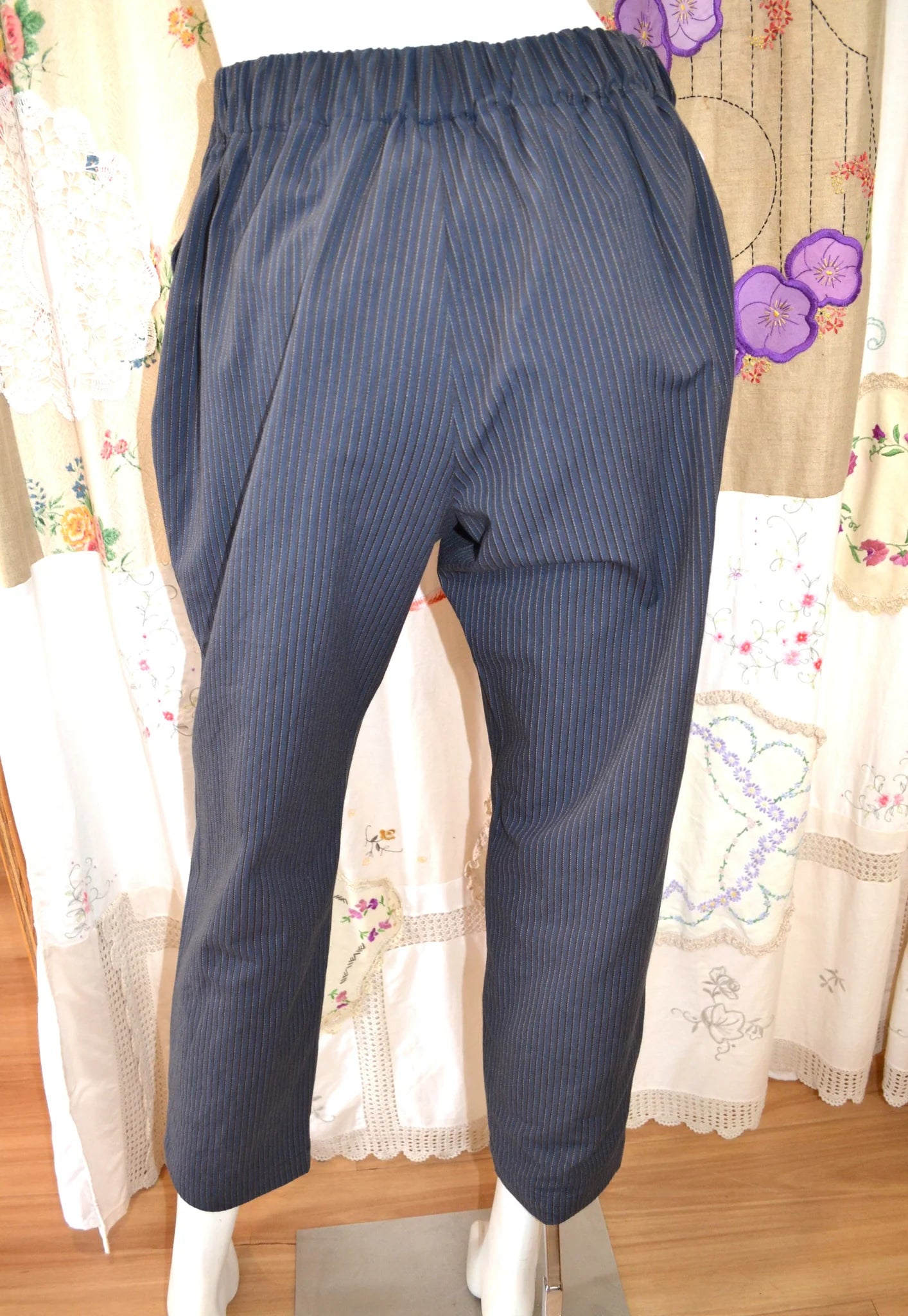 Women's Handmade Slider Pants - Royal Stripe