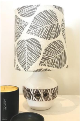 Custom Lamp Shade only - Linen Leaves in Grey