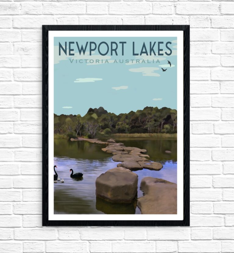 Vintage Poster - Newport Lakes Swans