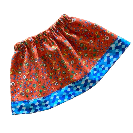Cotton Drill Skirt - TANGERINE FLORAL