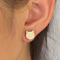 Cat Laser Cut Timber Stud Earrings
