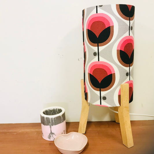 Custom Lamp Shade only - Barkcloth Geo Flower in Pink