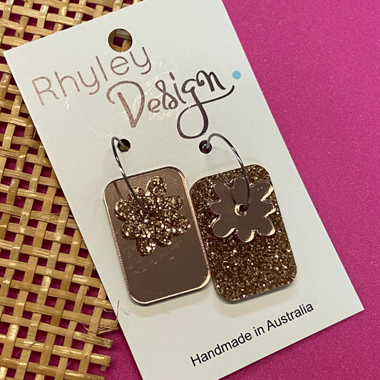Mismatch Mirror Glitter Earrings - square