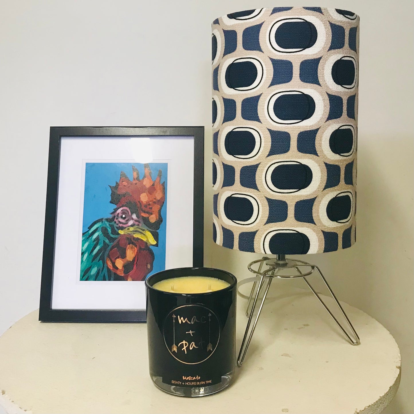 Custom Lamp Shade only - Barkcloth Orbs in Blue