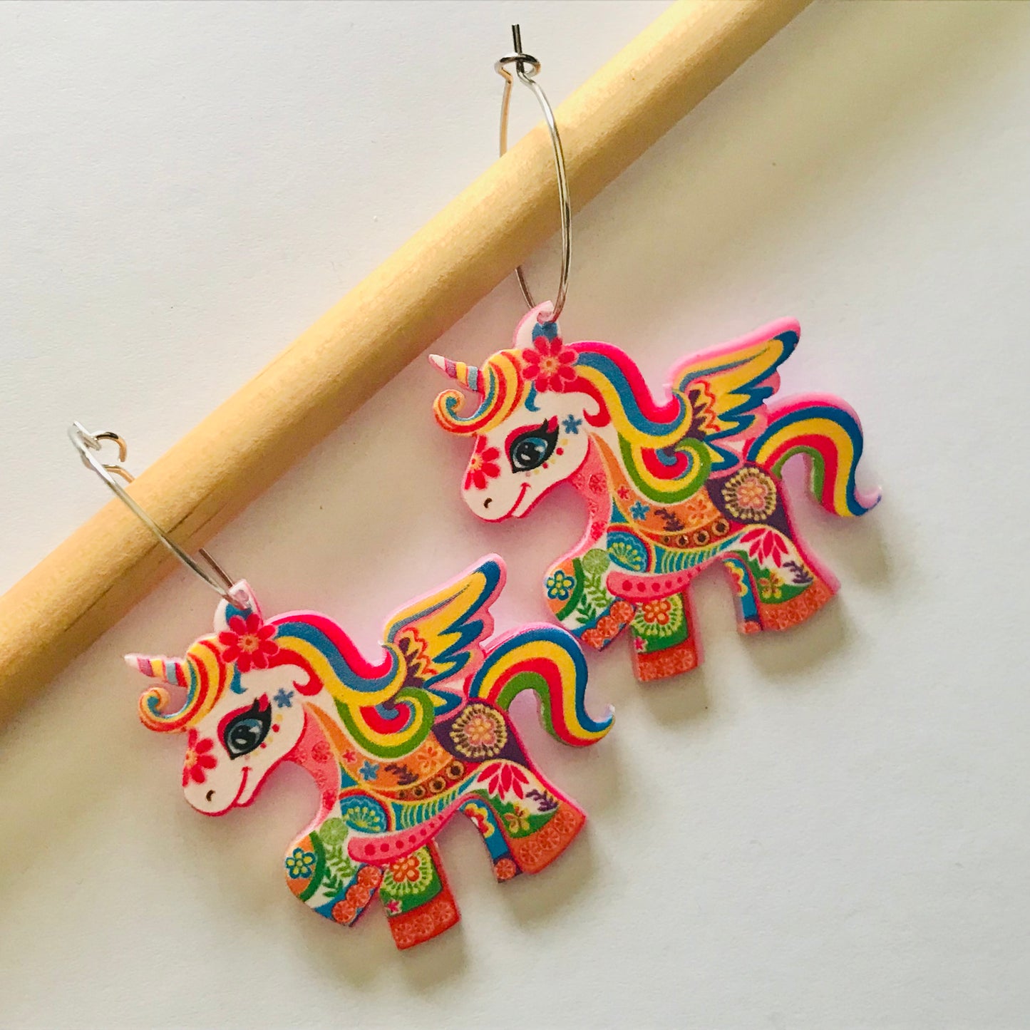 Rainbow Unicorn Hoop Earrings