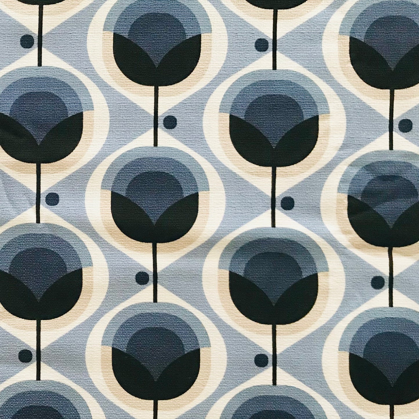 Custom Lamp Shade only - Barkcloth Geo Flower in Blue