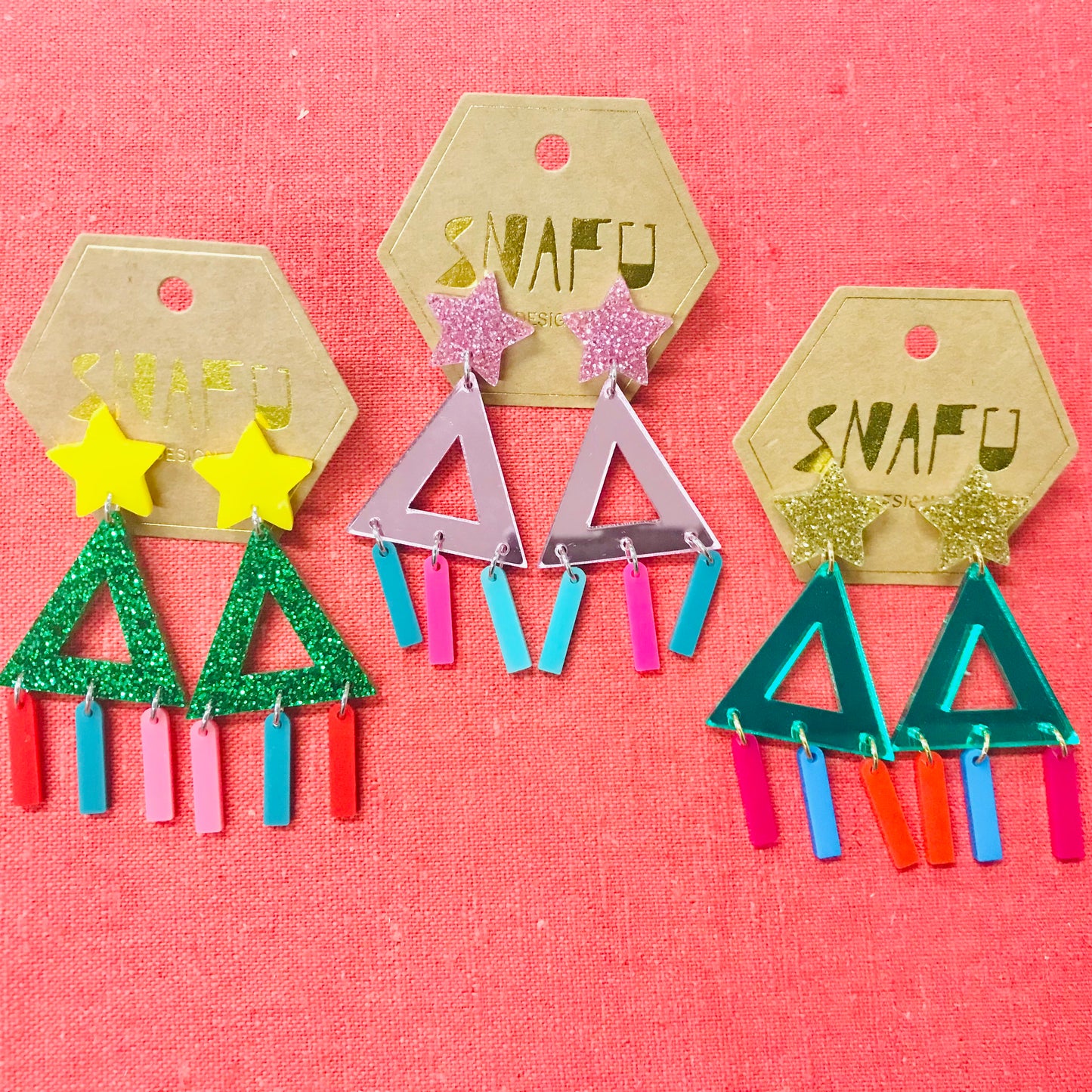 Christmas Open Tree Tassel Stud Earrings