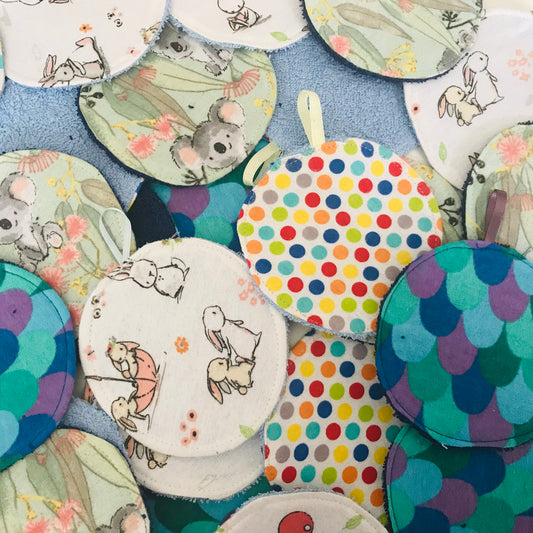 No Waste Reusable Make-up Remover Pads Wipes - flannel / towelling (set of 6)