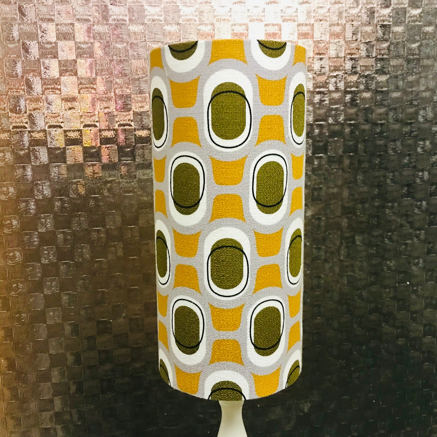Custom Lamp Shade only - Barkcloth Orbs in Olive
