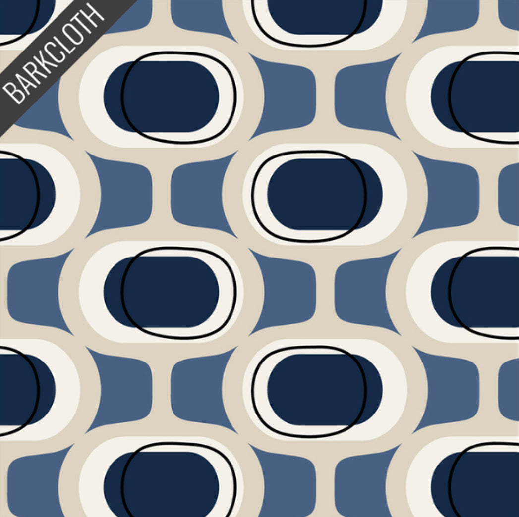Custom Lamp Shade only - Barkcloth Orbs in Blue