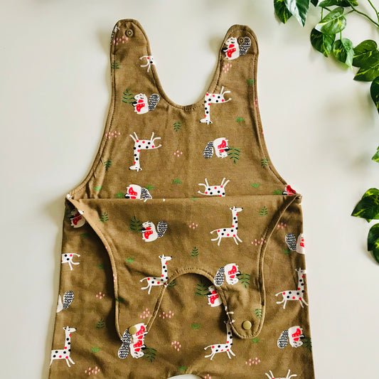 Baby Toddler Long Romper - Tan Critters