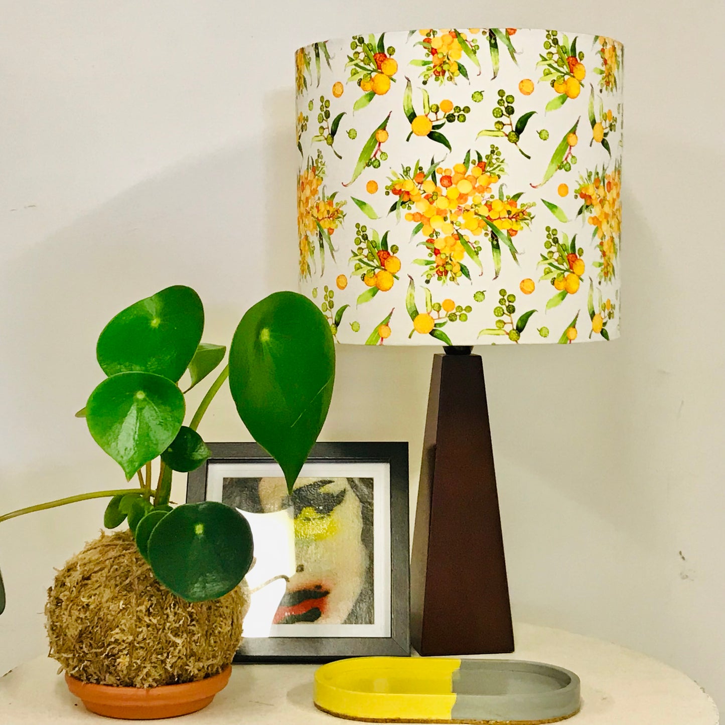 Custom Lamp Shade only - Yellow Wattle on White