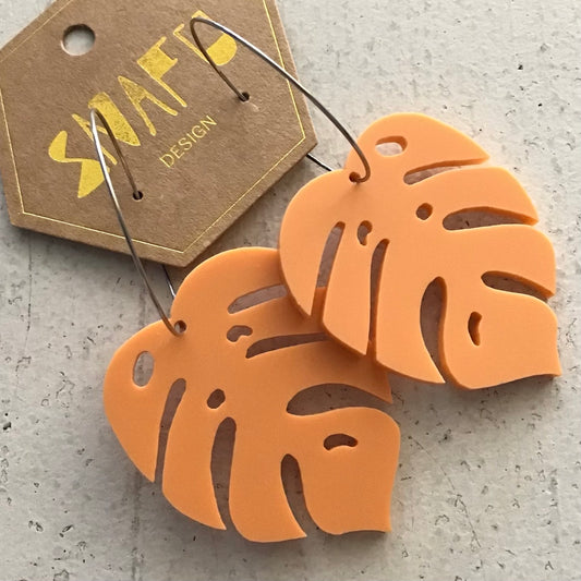 Monstera Leaf Hook/Hoop Earrings