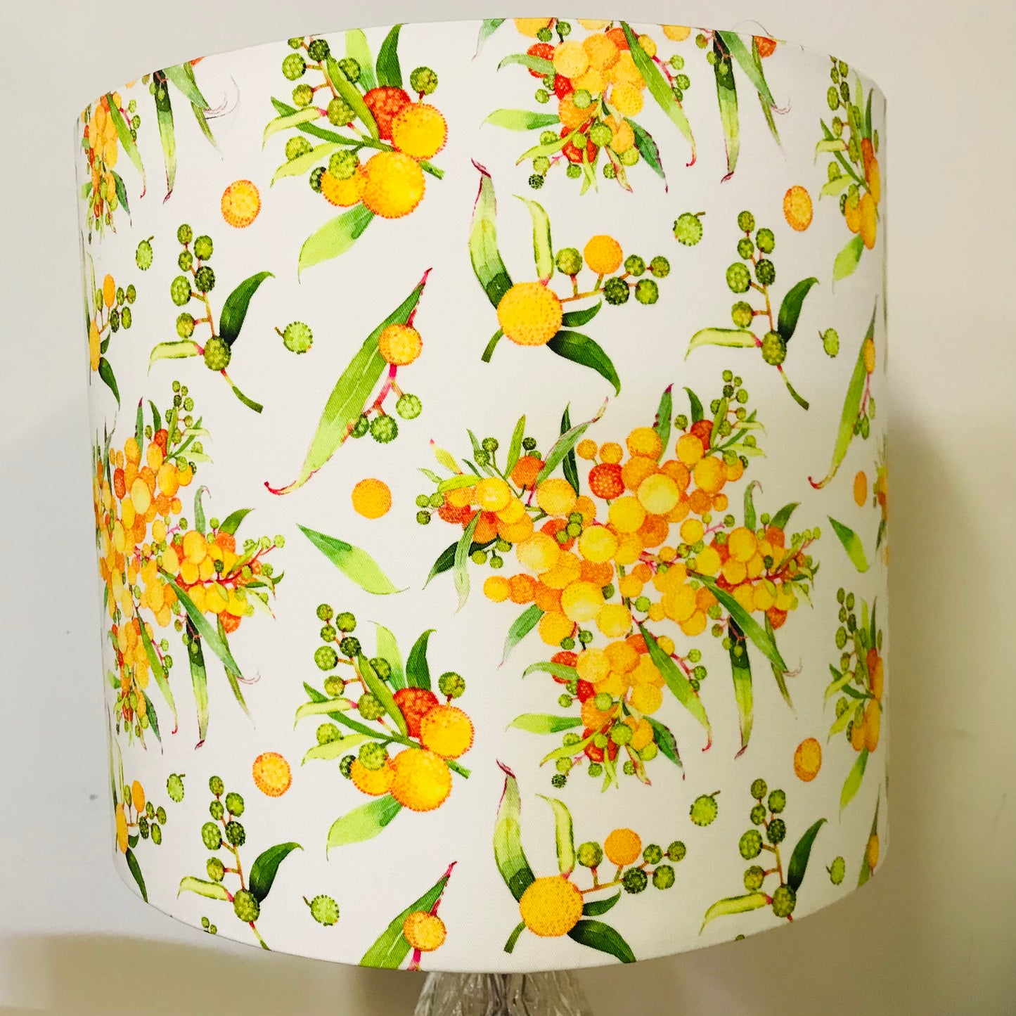 Custom Lamp Shade only - Yellow Wattle on White