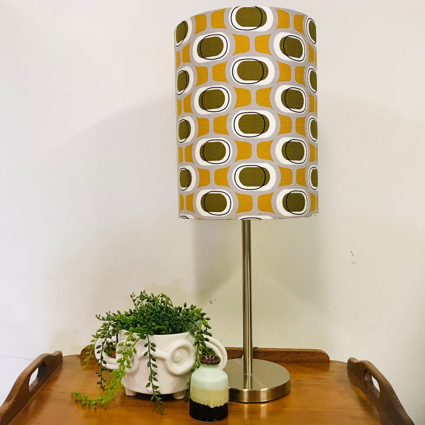 Custom Lamp Shade only - Barkcloth Orbs in Olive