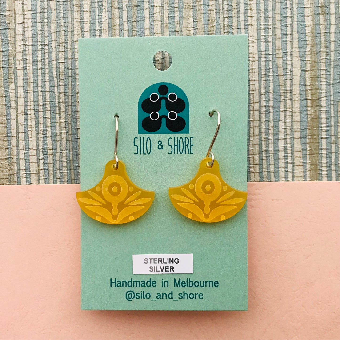 Art Deco Acrylic Earrings - Small Fan Hooks