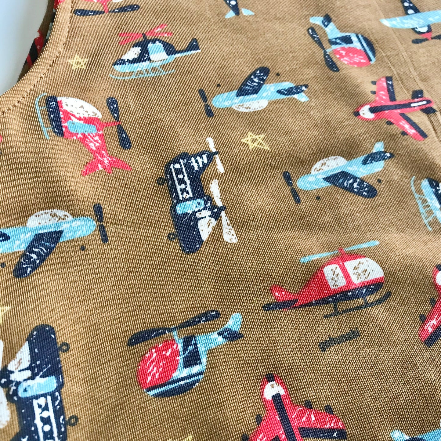 Baby Toddler Long Romper - Tan Planes