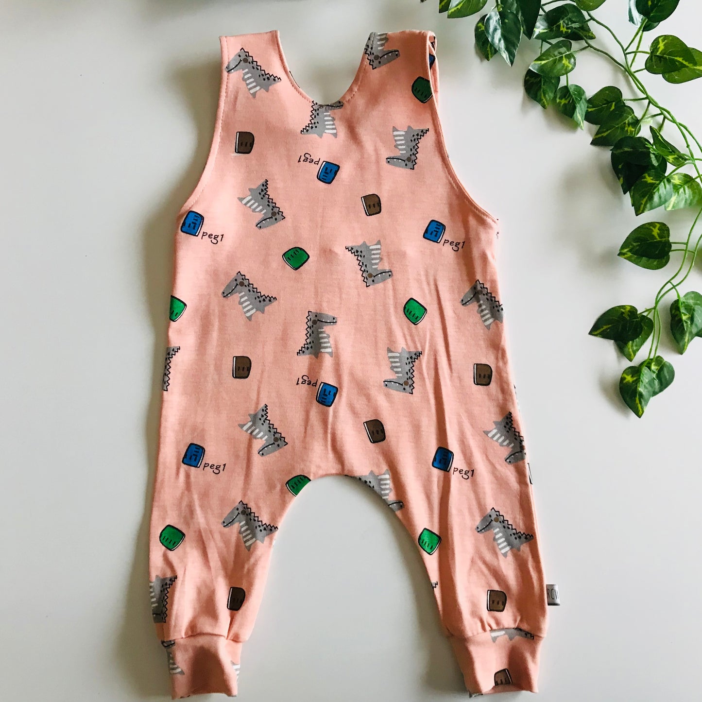 Baby Toddler Long Romper - Pink Crocodiles