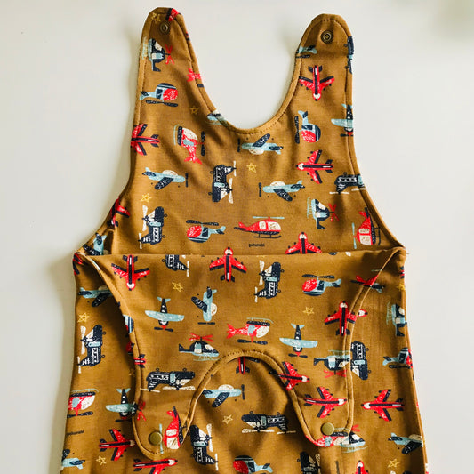 Baby Toddler Long Romper - Tan Planes