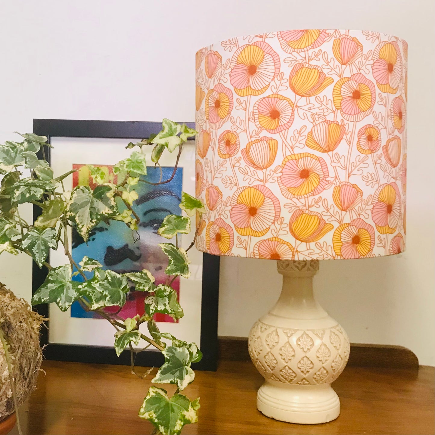 Custom Lamp Shade only - Outlined Poppies