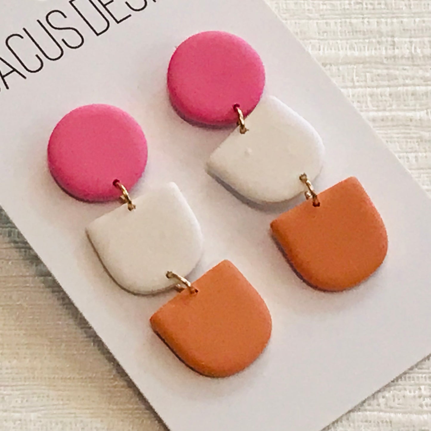 Handmade Polymer Clay Earrings - Double Arch Drop