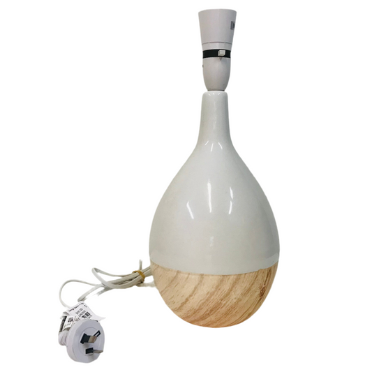 Lamp Base Only - Timber Base Ceramic Egg Table Lamp