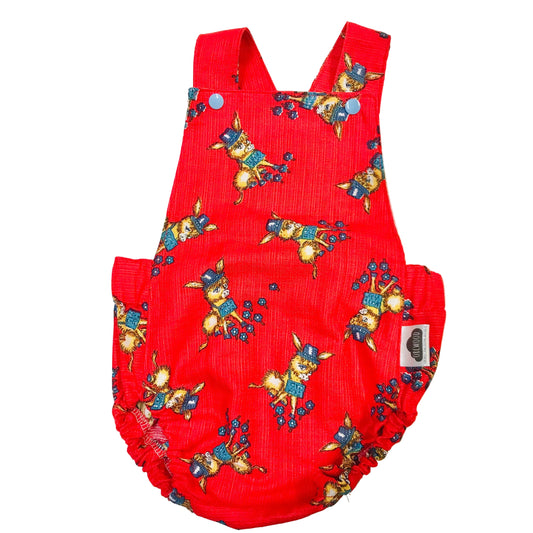 Baby Toddler Summer Romper - Donkeys on Red