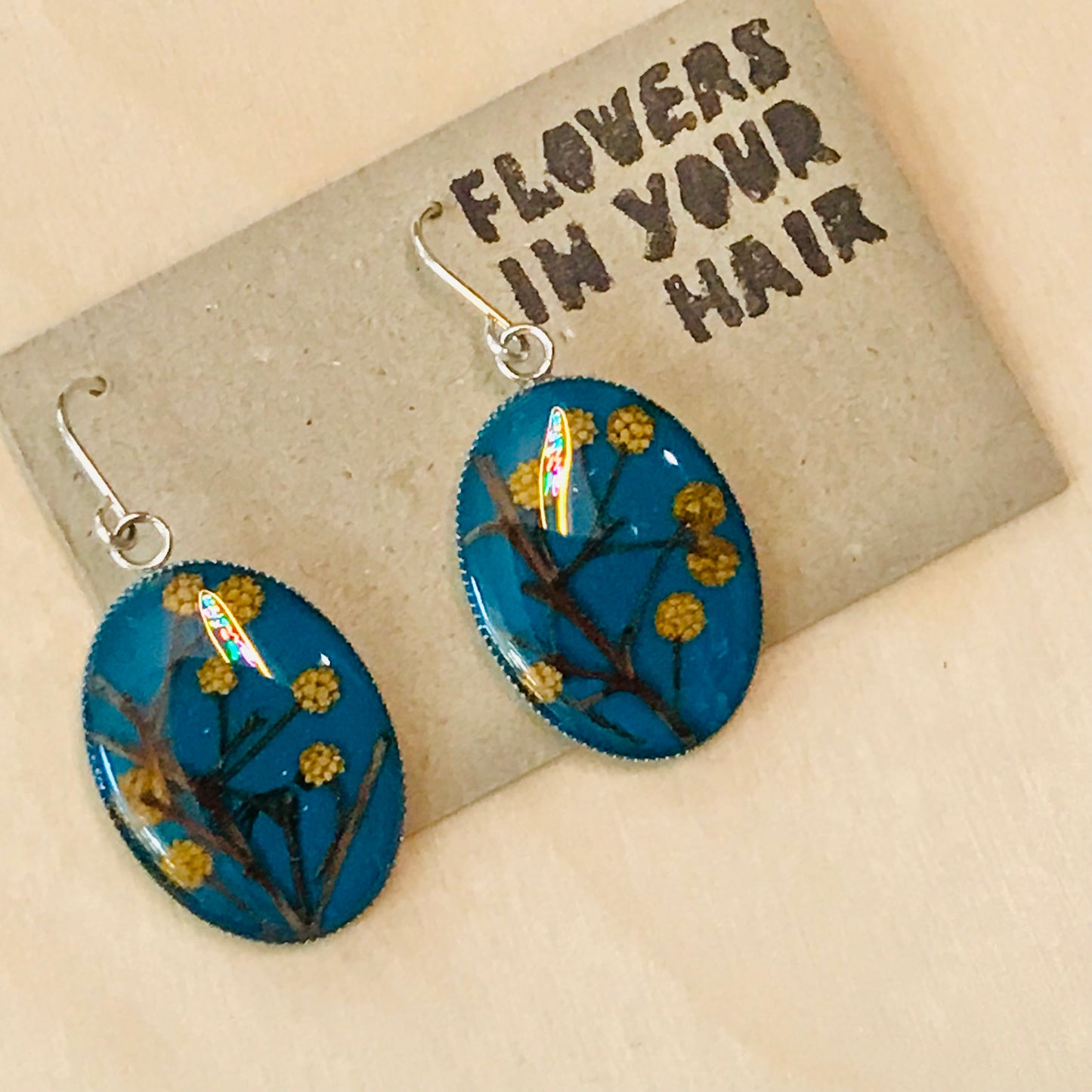 Australian flora Resin & Sterling Silver Earrings - large