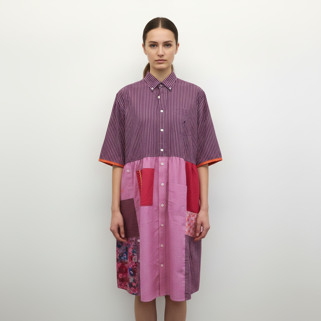 Scarecrow Dress - Pink, Red & Navy