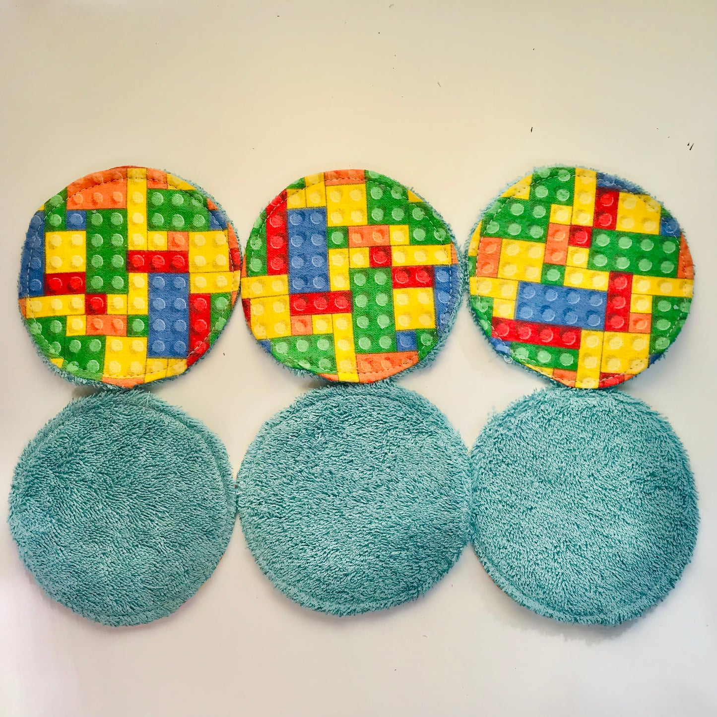 No Waste Reusable Make-up Remover Pads Wipes - flannel / towelling (set of 6)