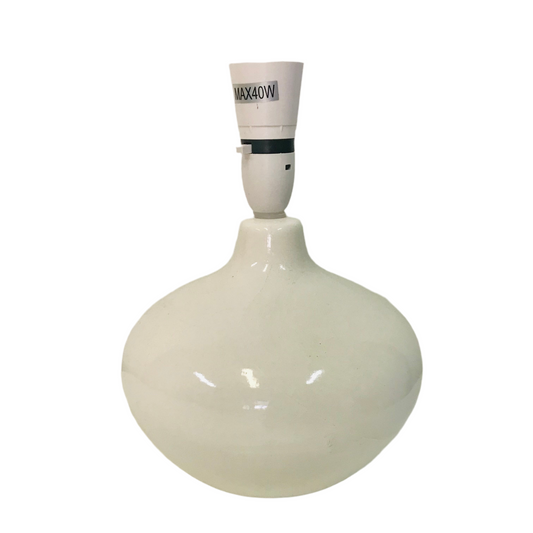 Lamp Base Only - Squat Round Short Neck Genie Table Lamp - white
