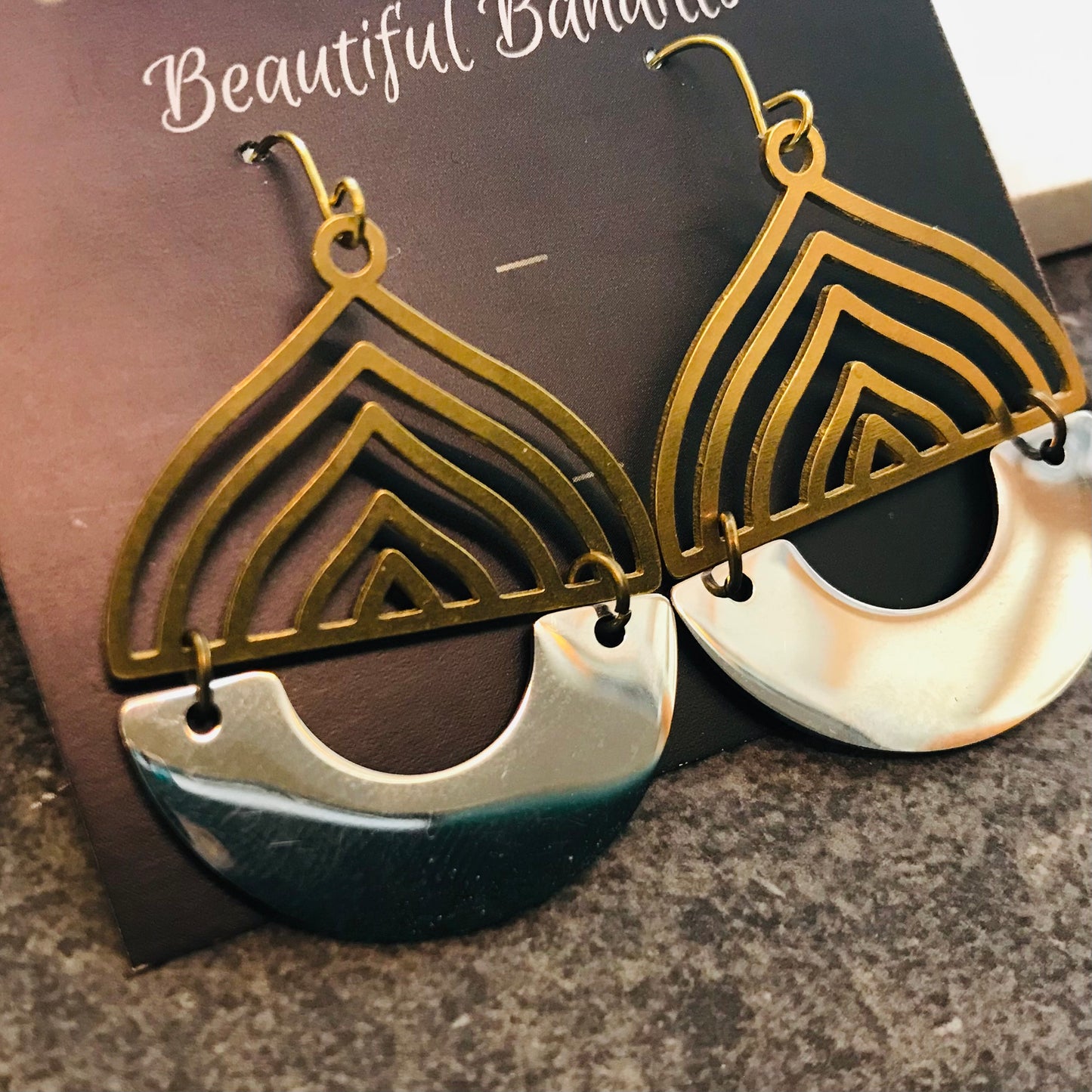 Mixed Metal and Resin Earrings - large