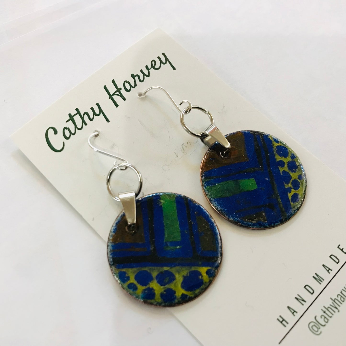 Handpainted Earrings -  Enamel on Copper