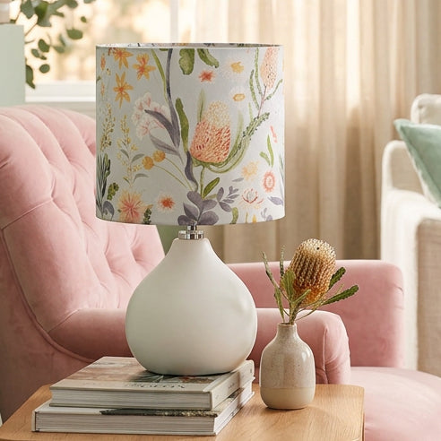 Pastel Bottle Brush Floral Small Table Lamp